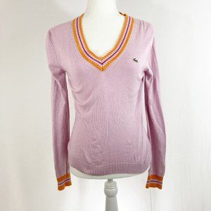 Lacoste V-Neck Silk & Wool Blend Sweater Size 40 (M)